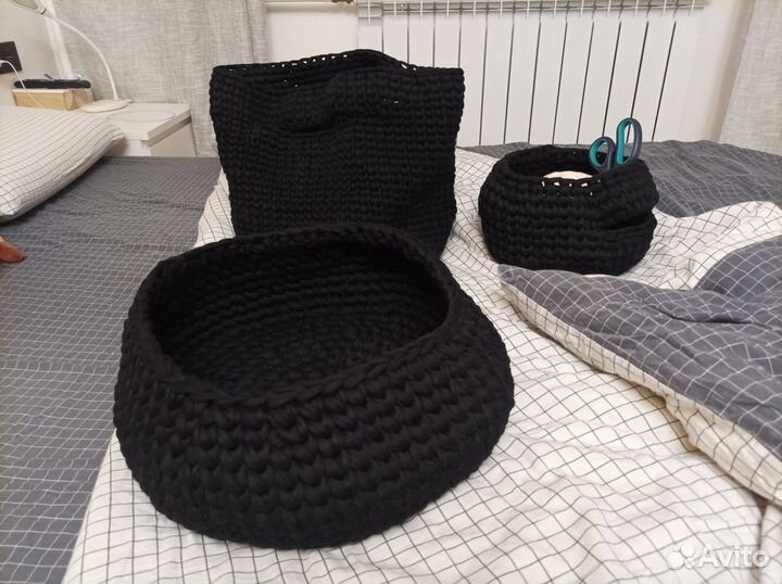 Корзинка из трикотажной пряжи