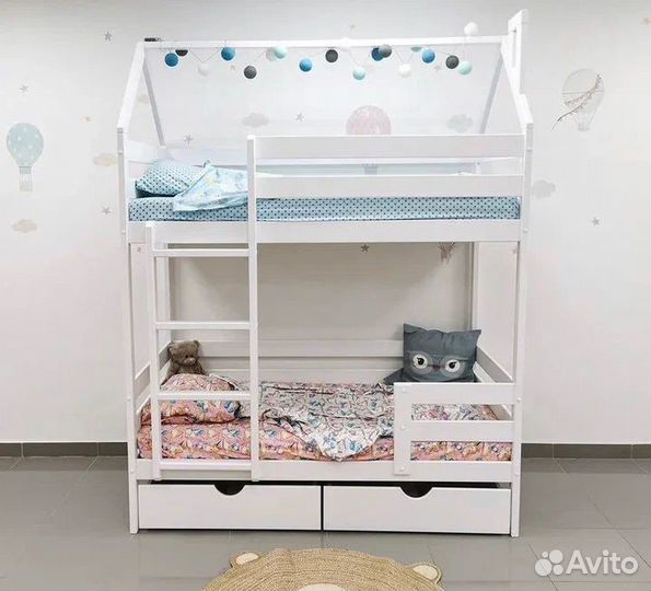 Двухъярусная кровать домик 200х80