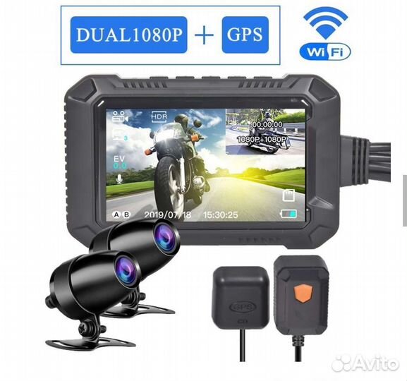 Видеорегистратор для мотоцикла Wi-Fi GPS