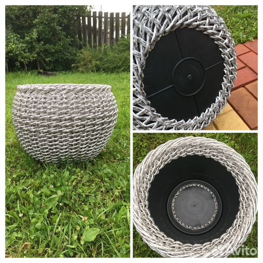 Кашпо из искусственного ротанга