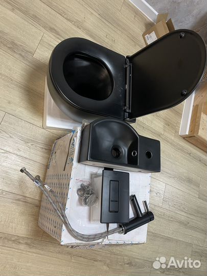 Клавиша для смыва AM.PM пневматическая черная бу