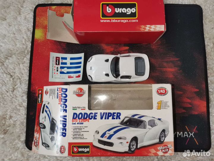 Модель Bburago 1/43, Dodge Viper cod 49200