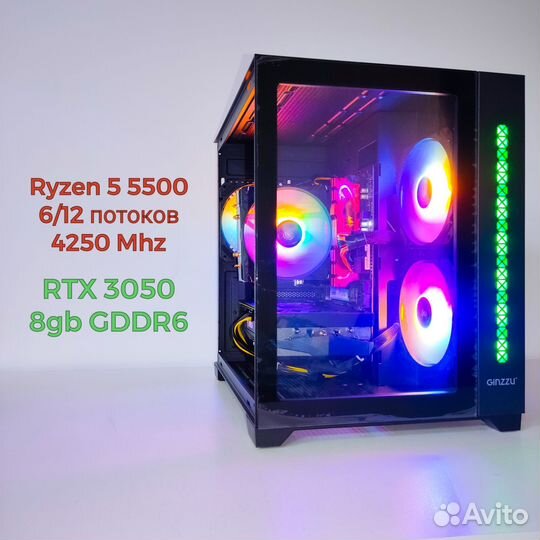 Игровой пк Ryzen 5 5500 RTX 3050 512gb M2 SSD