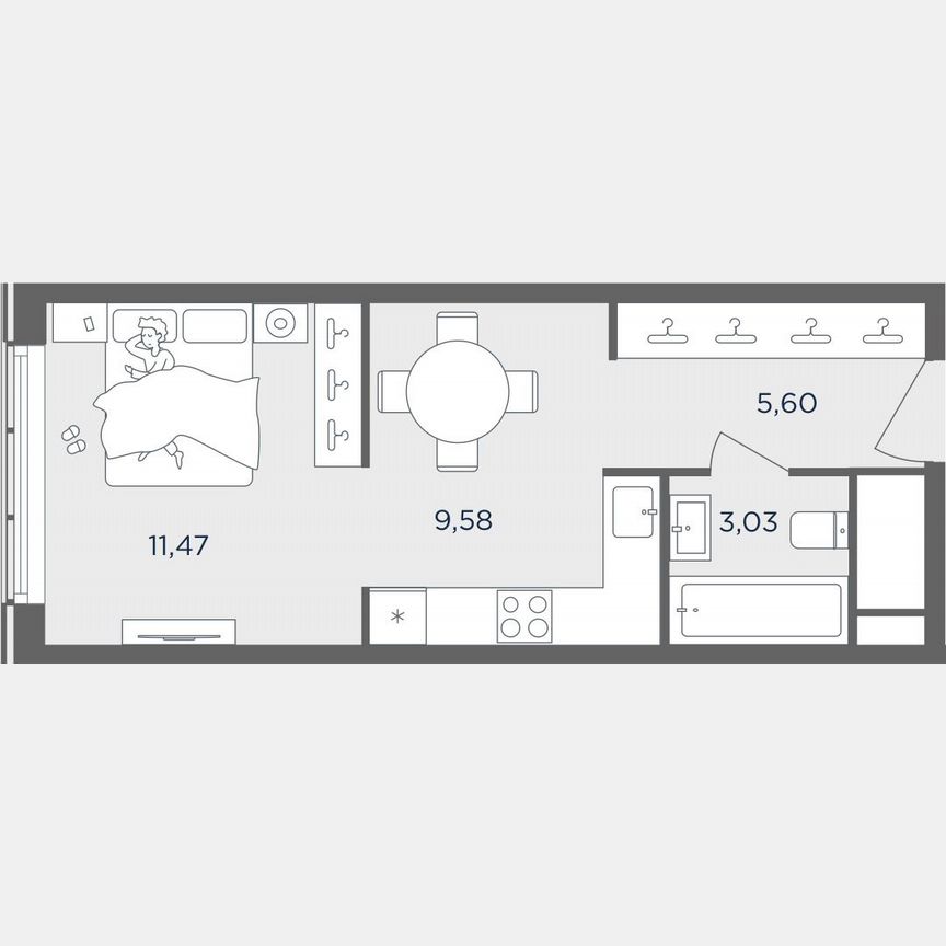 Квартира-студия, 30 м², 35/51 эт.