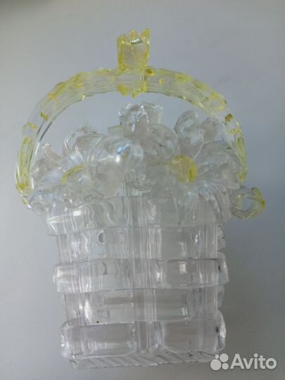 Сувенир СССР стекло- корзиночка с цветами