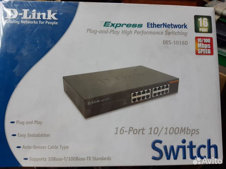 Коммутатор D-Link DES-1016D/H1A 16x100Mb неуправля