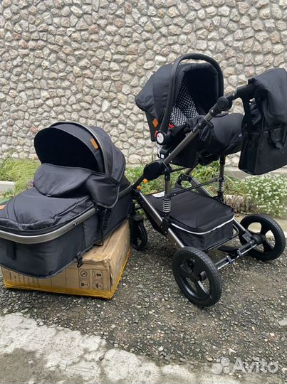 Коляска 3 в1 и 2 в1 (черная 555 )