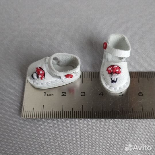 Туфли для куклы Blythe 23х11мм мухоморы