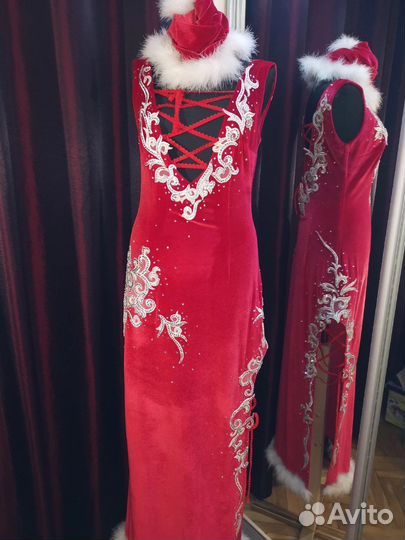 Костюм снегурочки взрослый красный 36,38