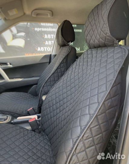 Накидки на сидения с боками черная строчка
