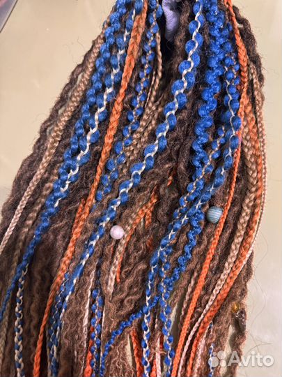 Комплект б/у разнофактурный : дредокудри+косы