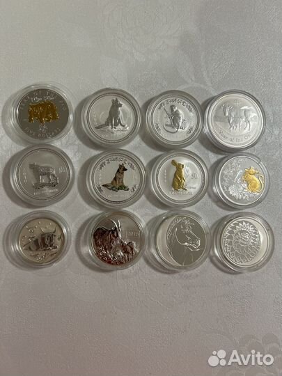 Серебро монеты лунный календарь зодиаки гороскоп