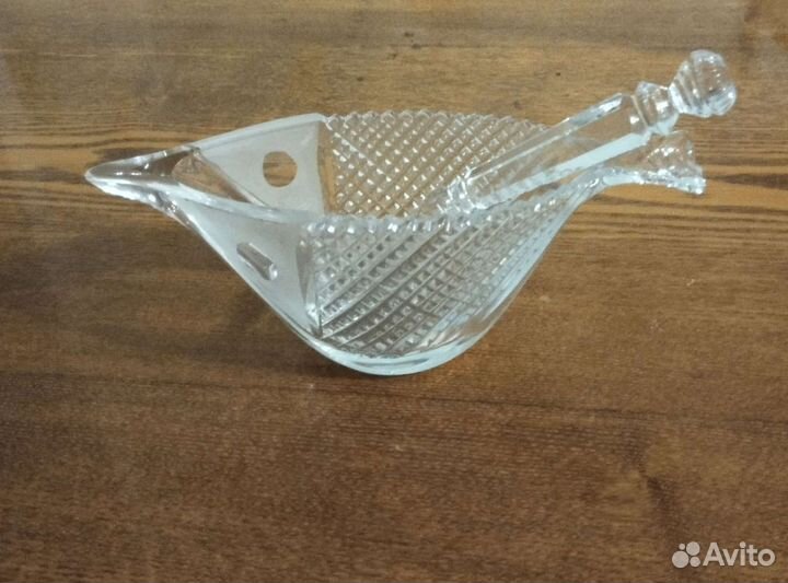 Хрустальная посуда СССР. Икорница с ложкой