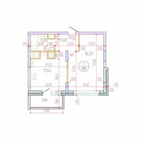 1-к. квартира, 38,8 м², 2/17 эт.
