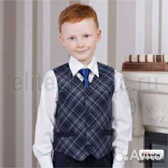 Классический жилет на мальчика, синий жилет