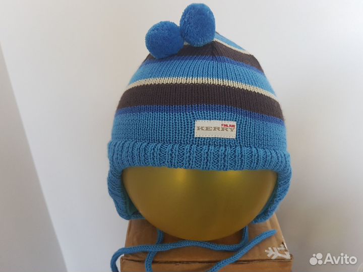 Теплая шапка для мальчиков синяя Kerry р 48