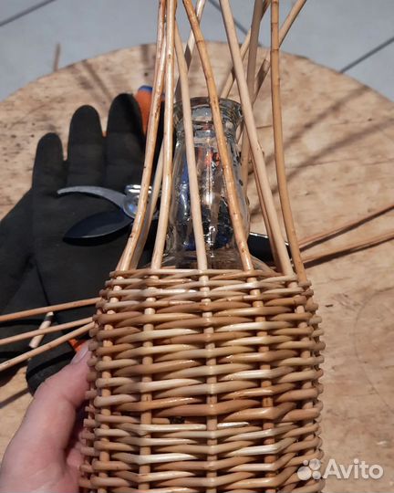 Оплетеный бутыль, плетеный, ёмкость плетеная