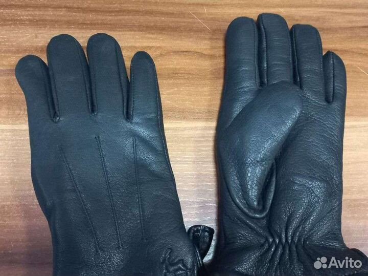 Мужские кожаные перчатки зимние новые