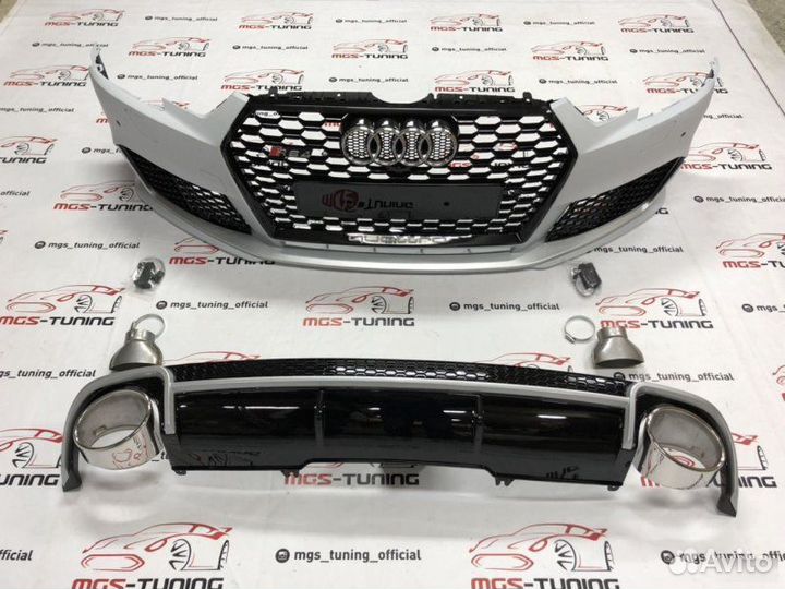 Выхлоп на Audi A4 B9 в стиле RS4 15-н.в