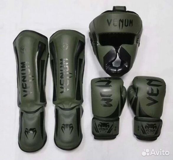 Комплект venum перчатки, шитки, шлем
