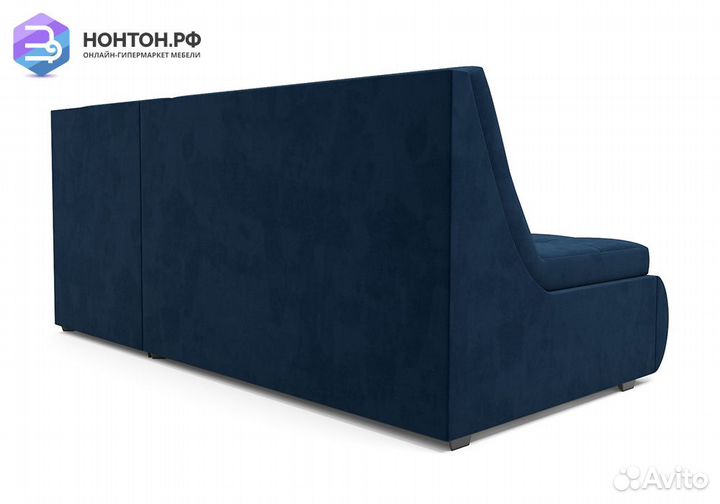 Угловой диван дельфин Дубай велюр темно-синий