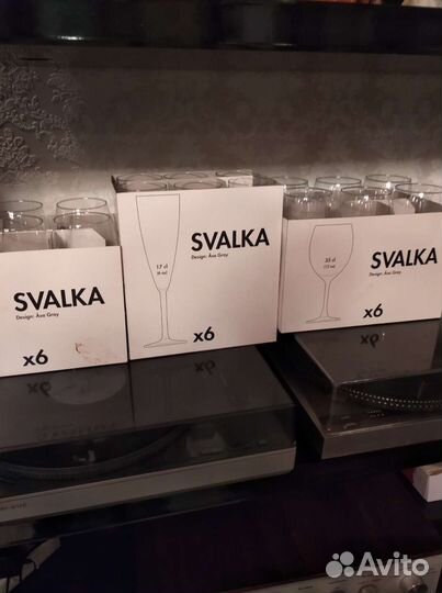 Бокалы для шампанского 6 и для вина 12 Икеа svalka