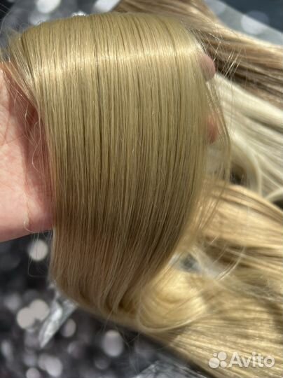 Волосы шиньон на липучке Блонд