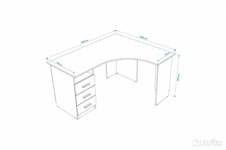 Стол угловой Нэко 140-120 левый