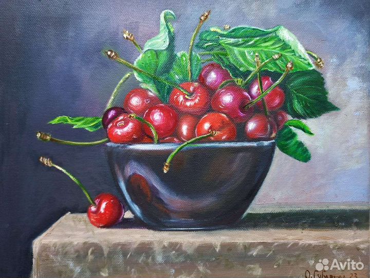 Картина маслом на холсте пейзаж, натюрморт, цветы