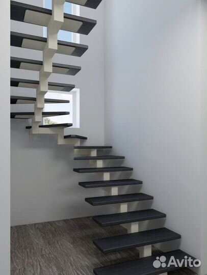 Металлокаркас Г-образной Лестницы в Дом