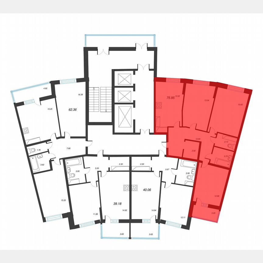 3-к. квартира, 77,6 м², 12/22 эт.