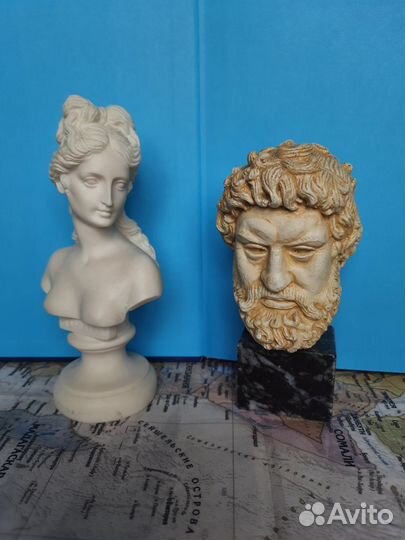 Бюсты античных Богов.философов. 15 см. Алебастр