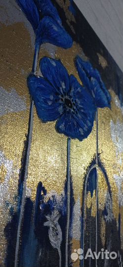 Картина интерьерная Синие маки