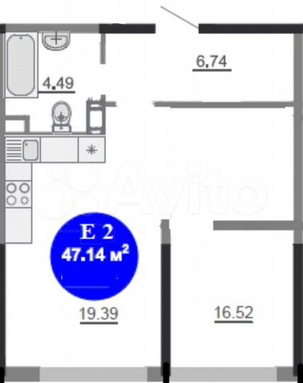 2-к. квартира, 47,1 м², 1/9 эт.