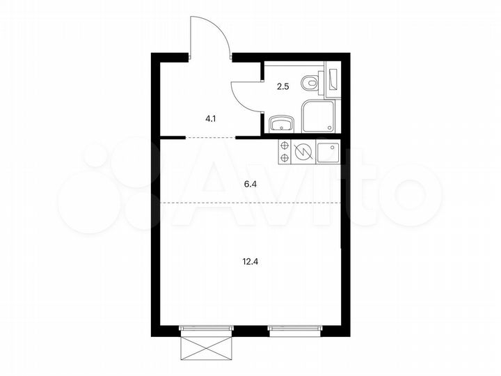 Квартира-студия, 25,4 м², 21/24 эт.