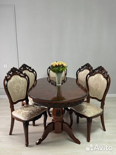 Стол и стулья мокко