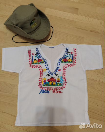 Блуза с вышивкой + панама на 6 лет