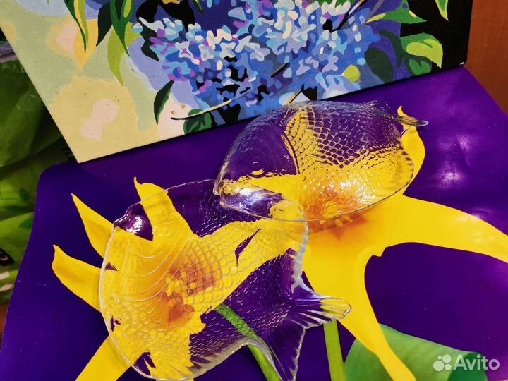 Блюдо стекло рыба