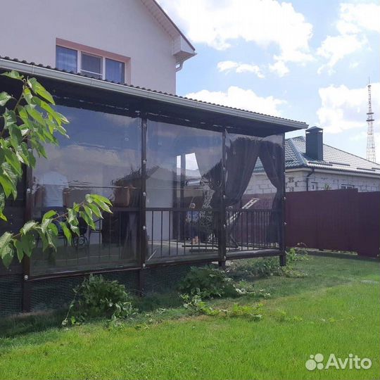 Мягкие окна, безрамное остекление навесы, беседки