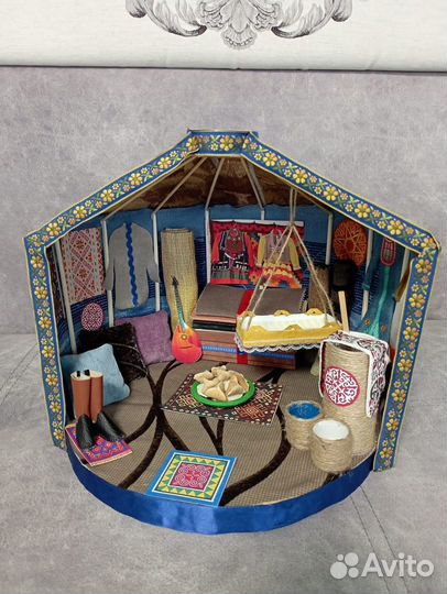 Макет юрты с интерьером в садик