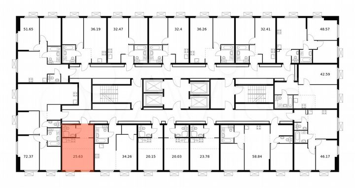 Квартира-студия, 25,6 м², 25/33 эт.