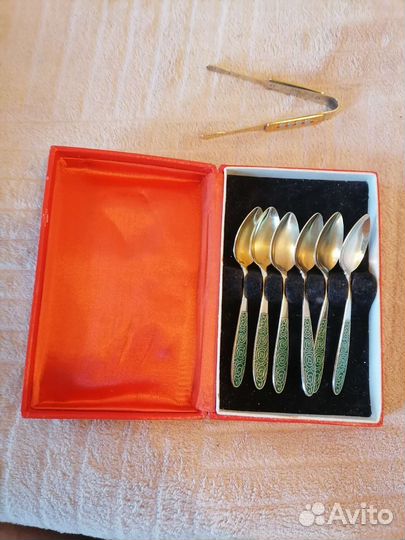 Ложки СССР серебро чайные с эмалями