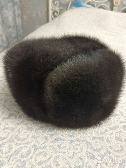 Шапка-обманка мужская из черной ондатры