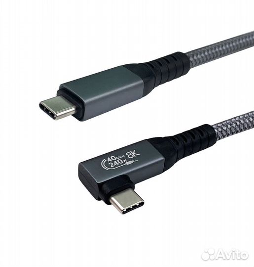 Кабель Tubon USB4 Type-C L - Type-C 1м
