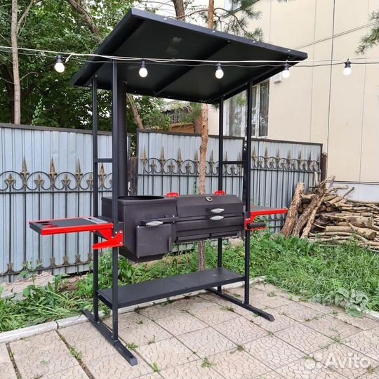 Барбекю комплекс: мангал с крышей печь гриль смоке