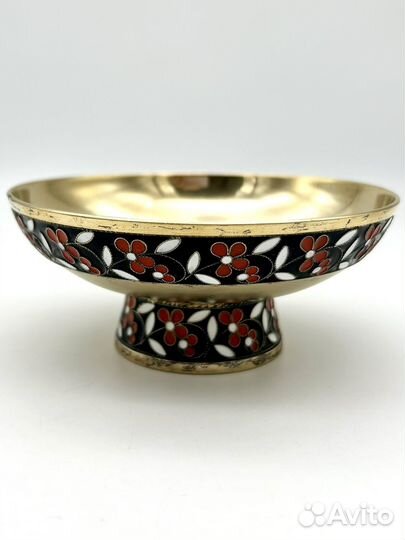 Конфетница / вазочка серебро 916 проба эмаль