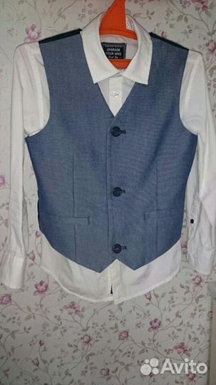 Белая рубашка и жилет на 116,са(Германия)