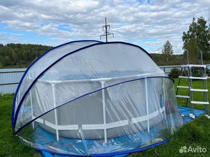 Каркасный бассейн, защитный купол