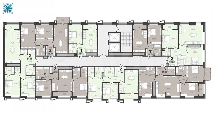 3-к. квартира, 87,6 м², 9/19 эт.