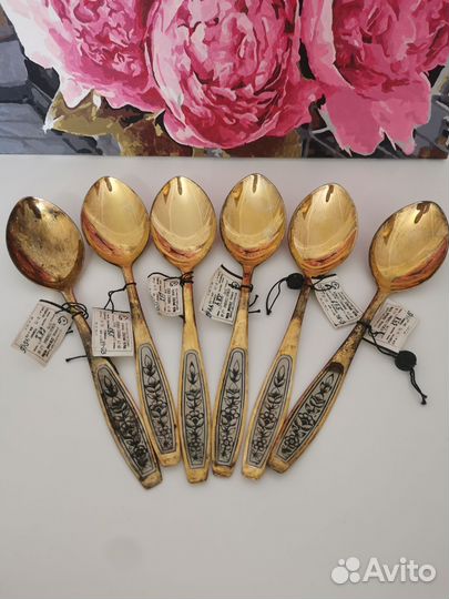 Набор столовых приборов СССР серебро 875 проба